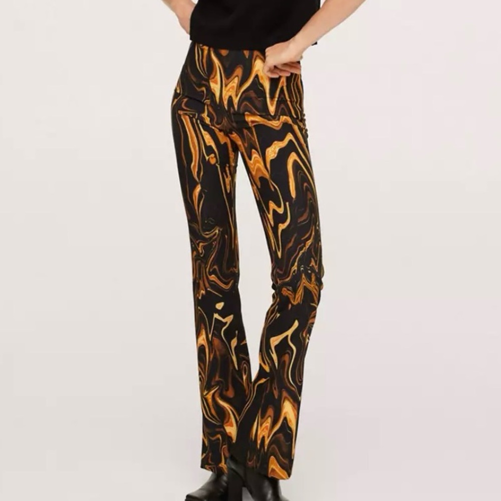 Mango Printed Boot Cut Pants